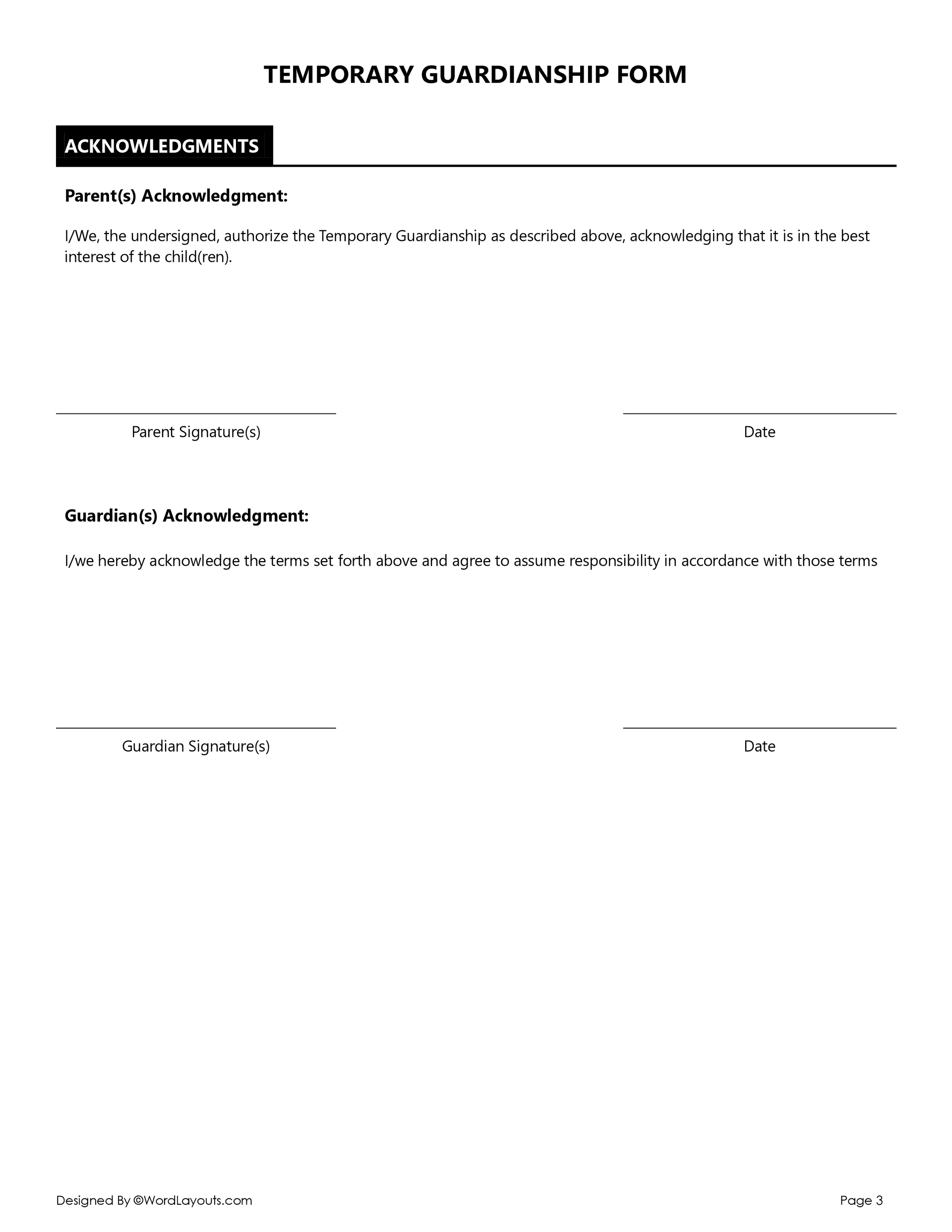 Temporary Guardianship Form Template - Word & GDocs temporary-guardianship-form-template-word-gdocs