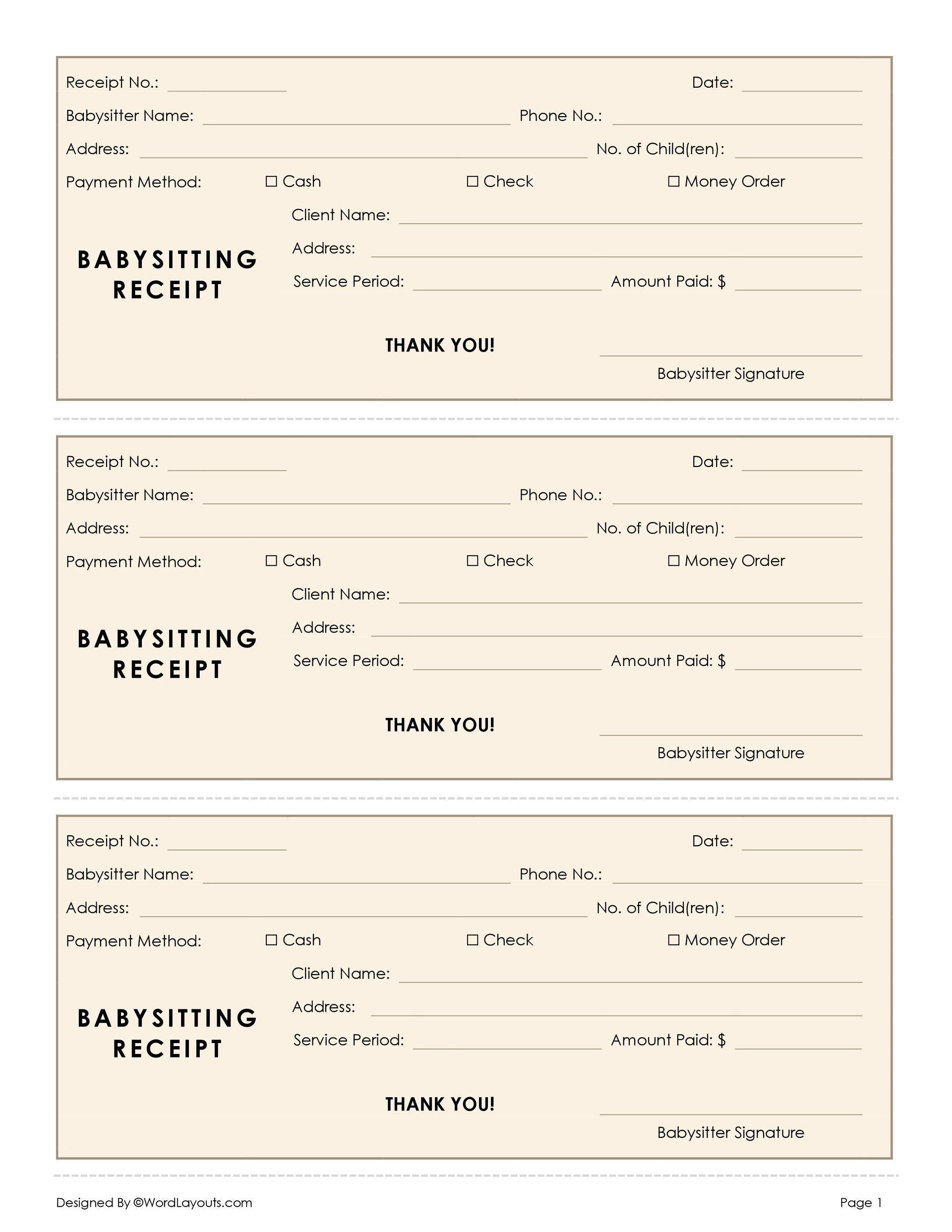 Classic Babysitting Receipt Template WordLayouts Classic Babysitting Receipt Template WordLayouts