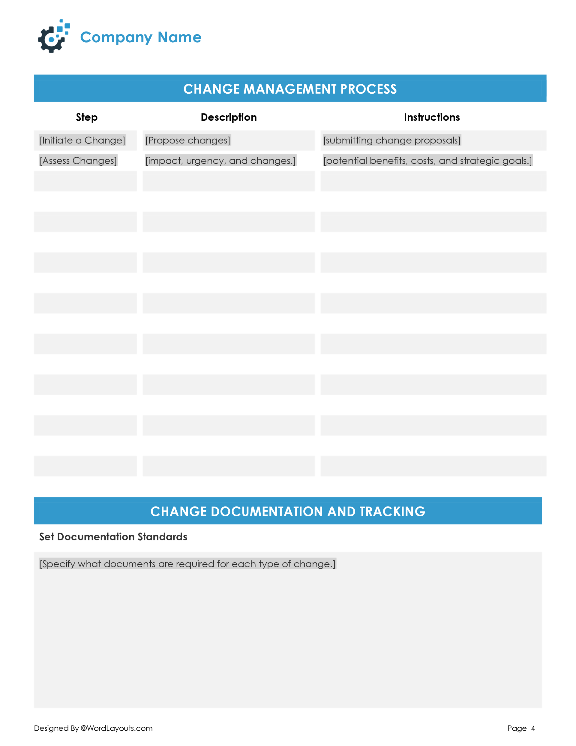 Change Management Policy and Procedure Template - WordLayouts