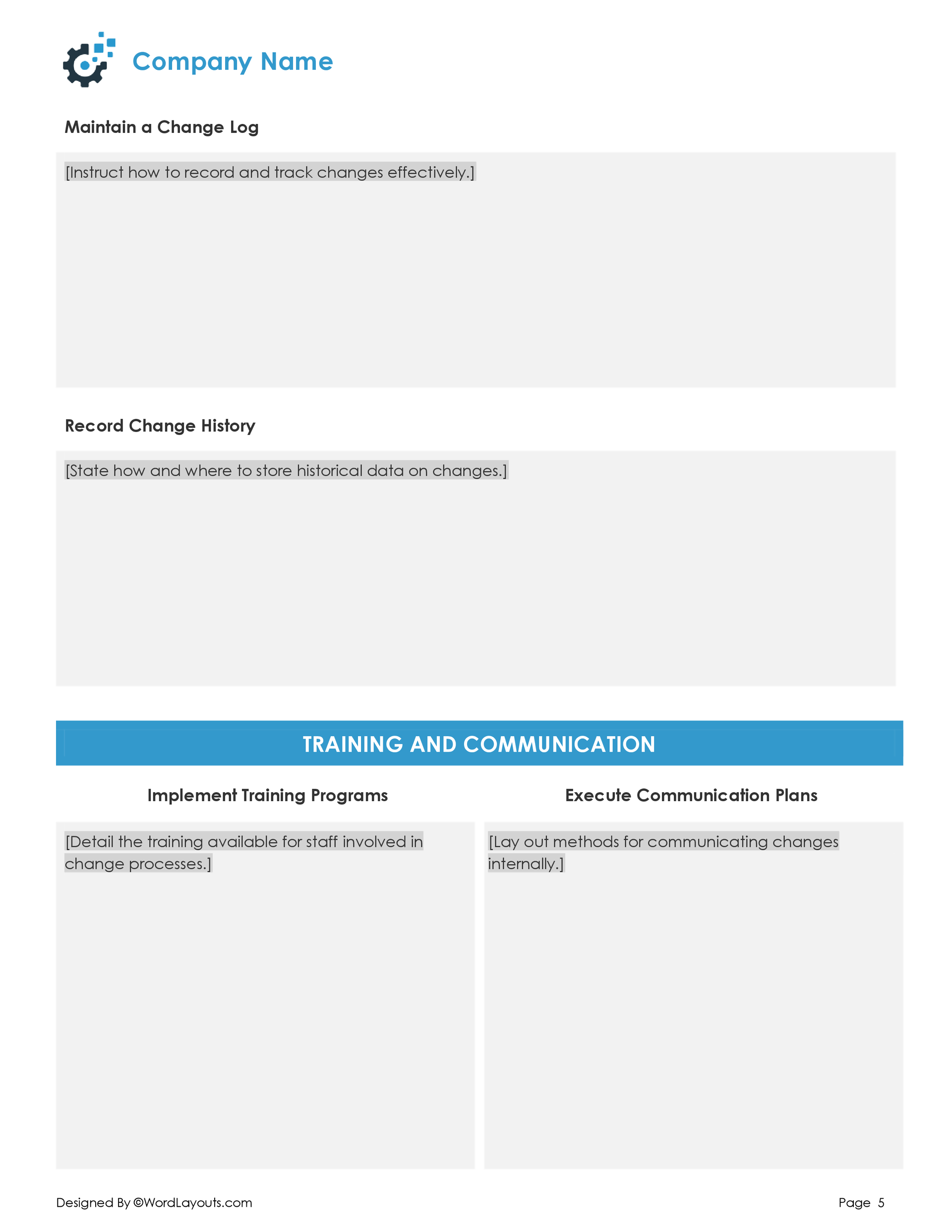 Change Management Policy and Procedure Template - WordLayouts