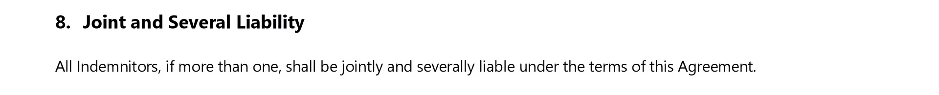 Joint and Several Liability Section in Release of Liability and Indemnity Agreement Template.