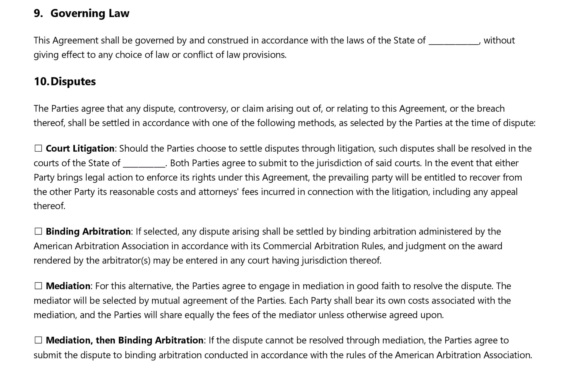 Governing Law and Dispute Resolution Section in Release of Liability and Indemnity Agreement Template.