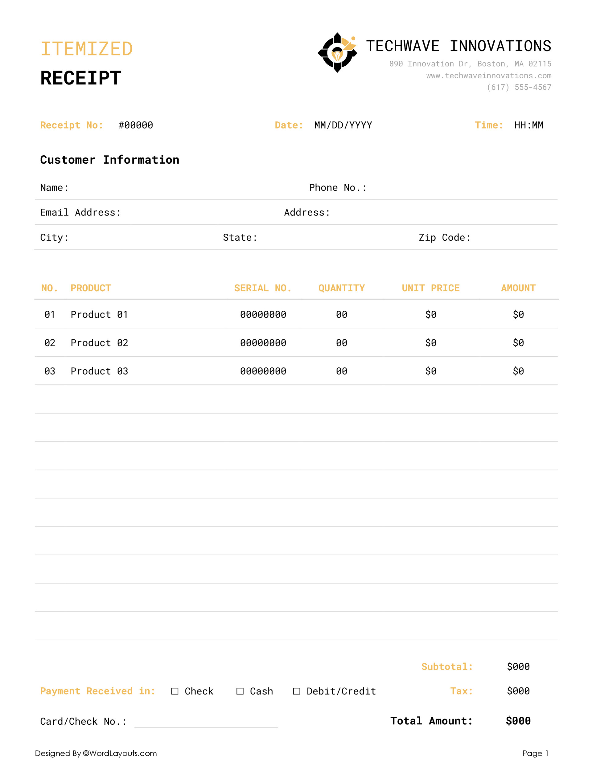 Printable Itemized Receipt Template - WordLayouts printable-itemized-receipt-template-wordlayouts