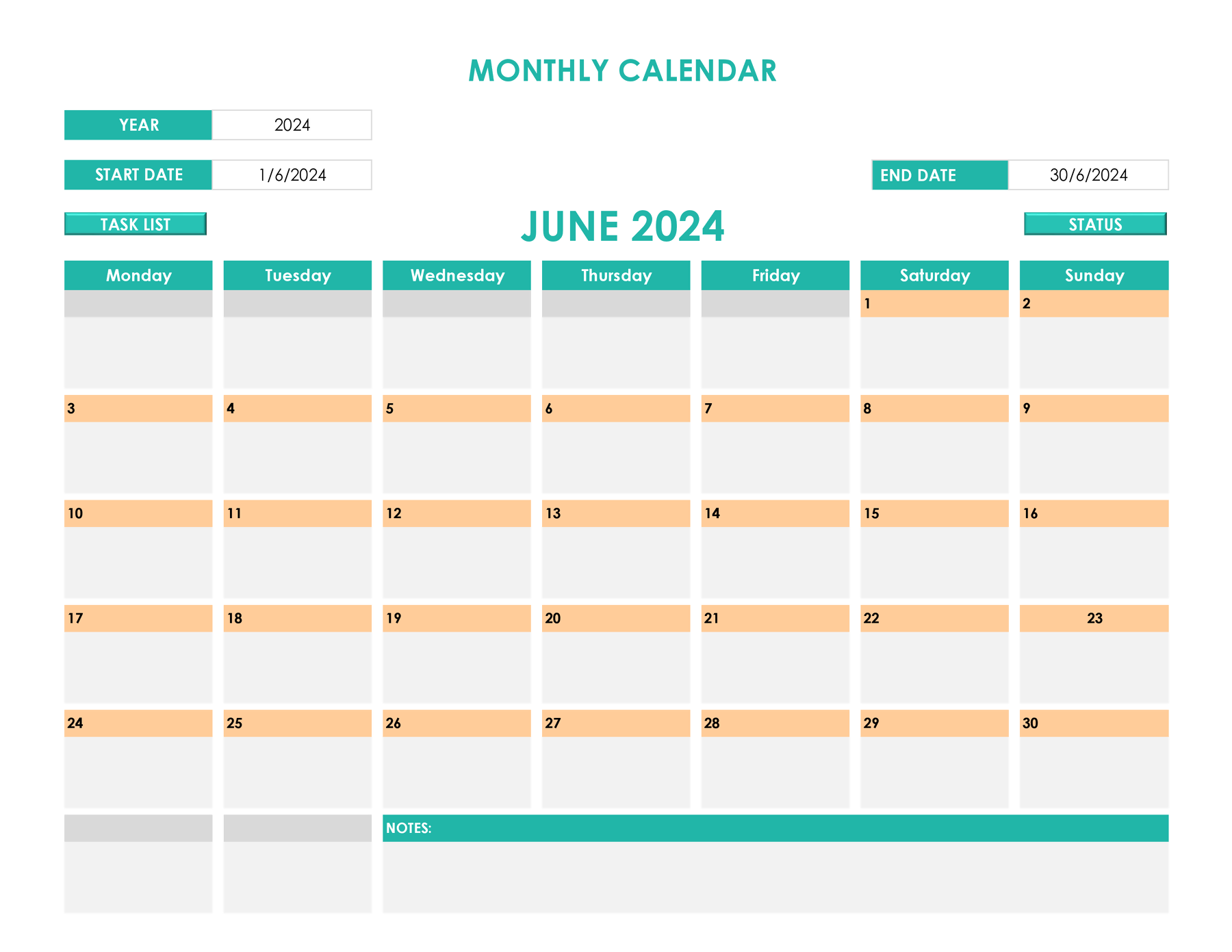 Free Schedule Template with Monthly Calendar Excel