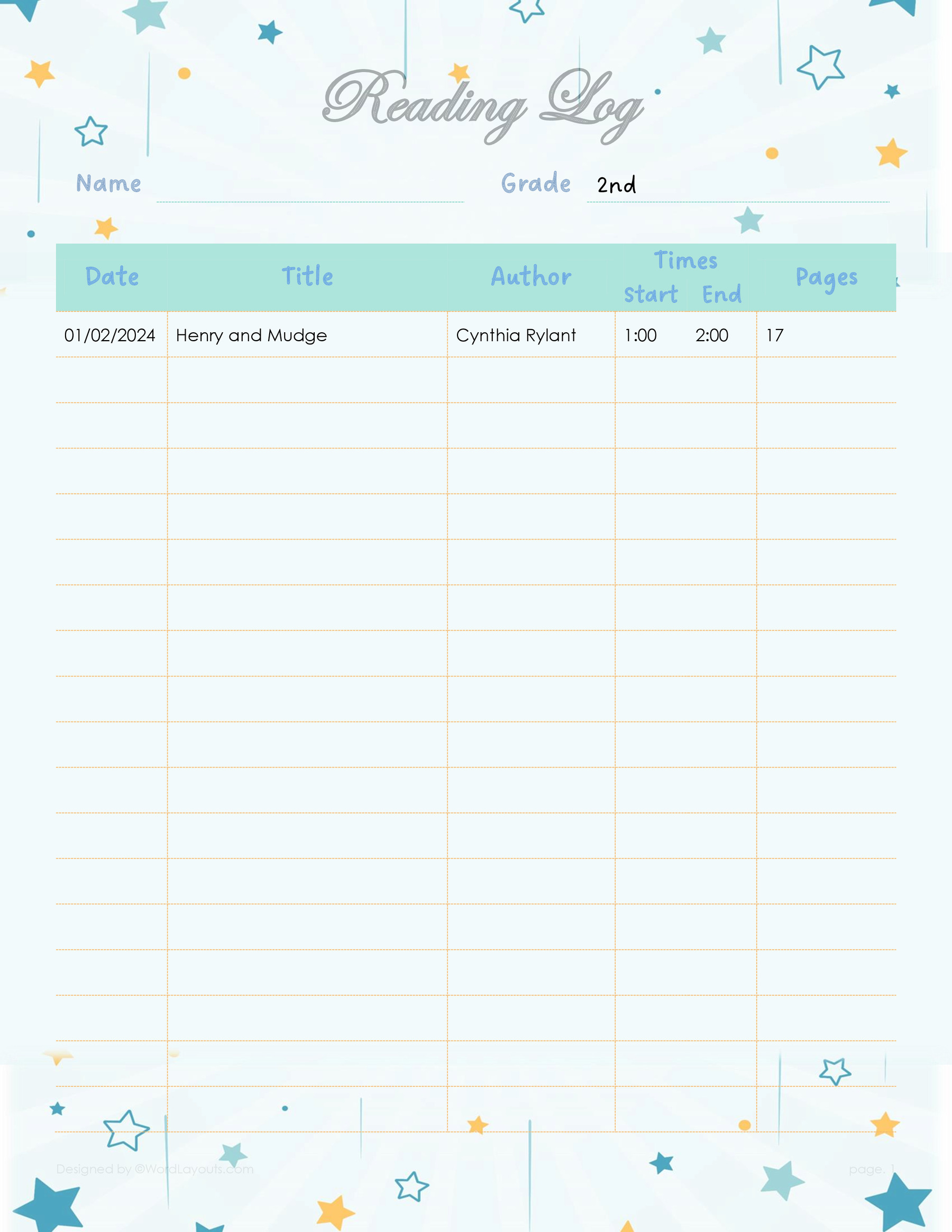 Free Reading Logs for Kids - Print & Have Fun! - WordLayouts free-reading-logs-for-kids-print-have-fun-wordlayouts