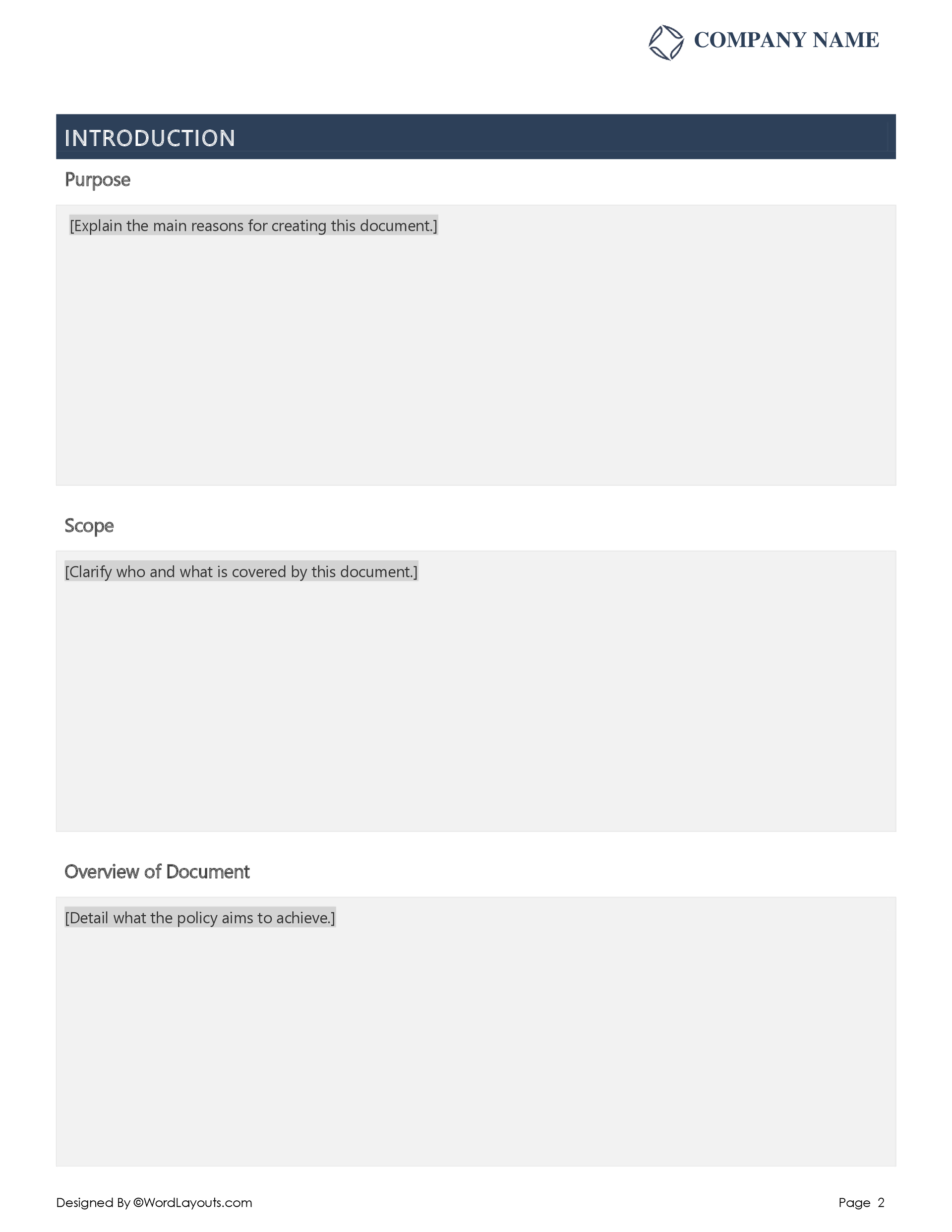 Small Business Policy and Procedure Template - WordLayouts
