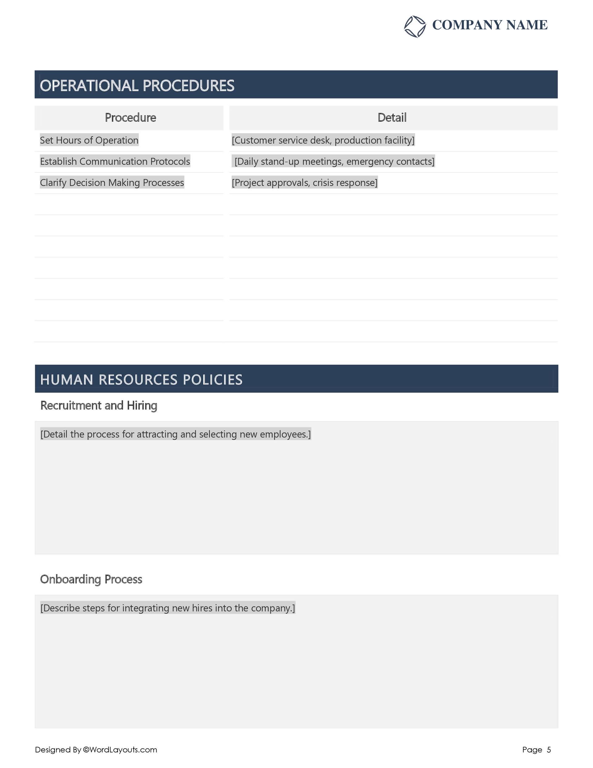 Small Business Policy And Procedure