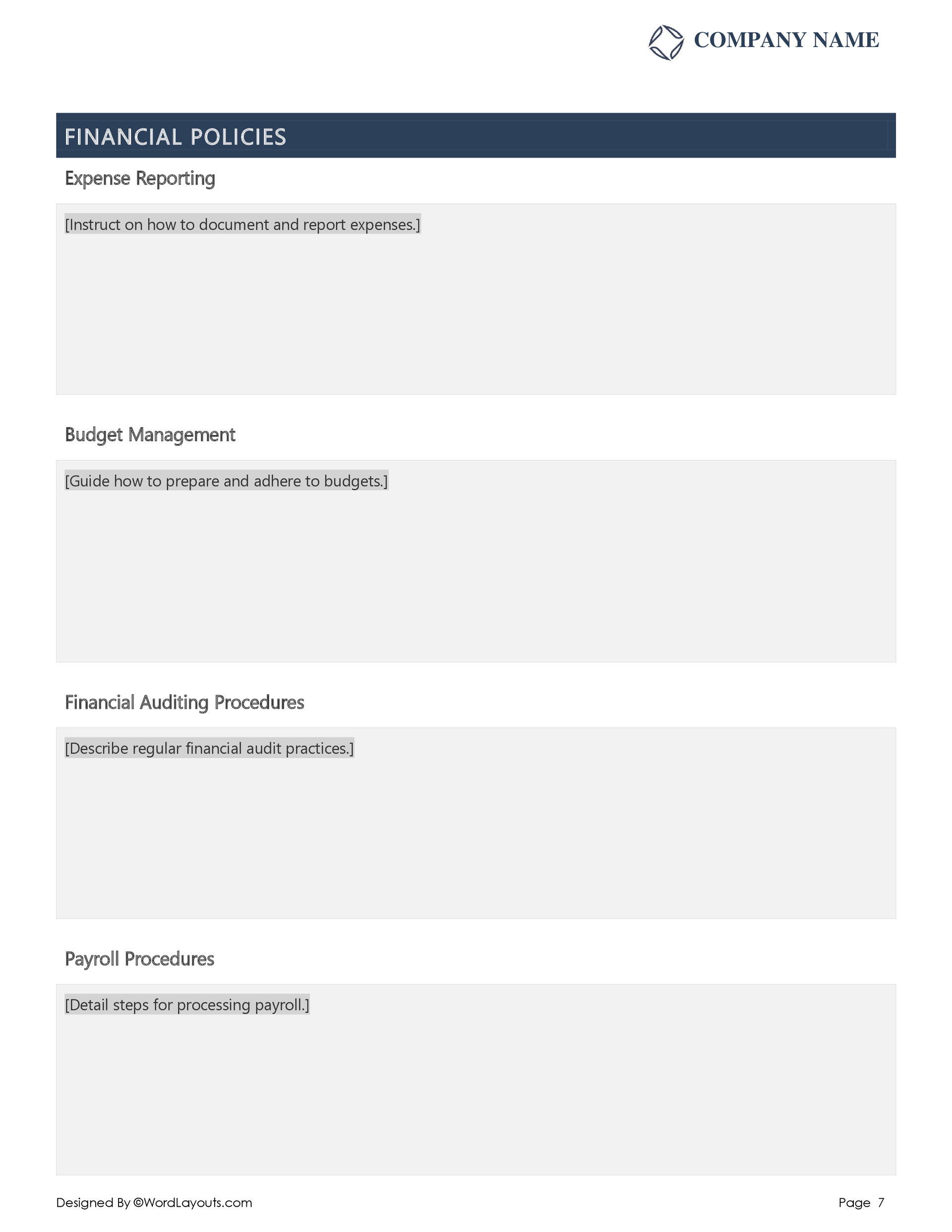 Small Business Policy and Procedure Template - WordLayouts