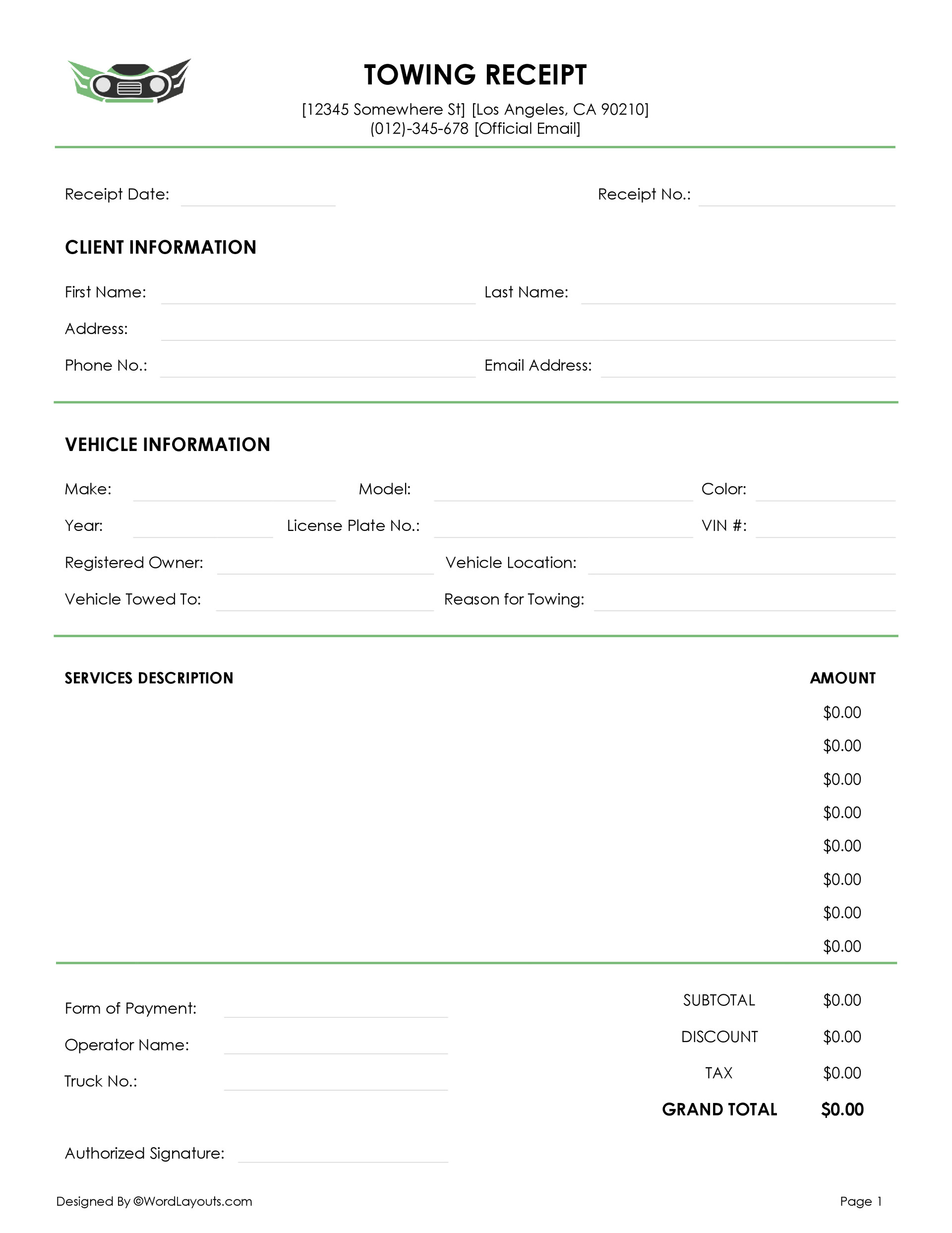 Free Towing Receipt (Roadside Service) Templates - WordLayouts free-towing-receipt-roadside-service-templates-wordlayouts