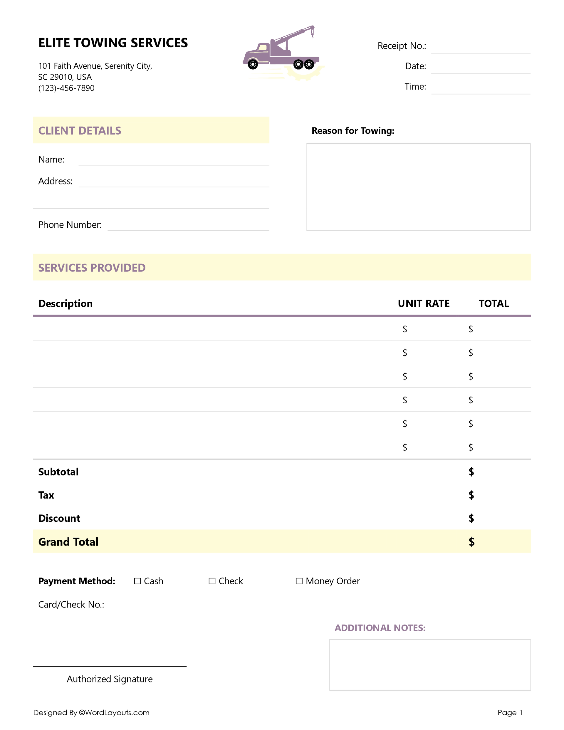 Free Towing Receipt (Roadside Service) Templates - WordLayouts free-towing-receipt-roadside-service-templates-wordlayouts