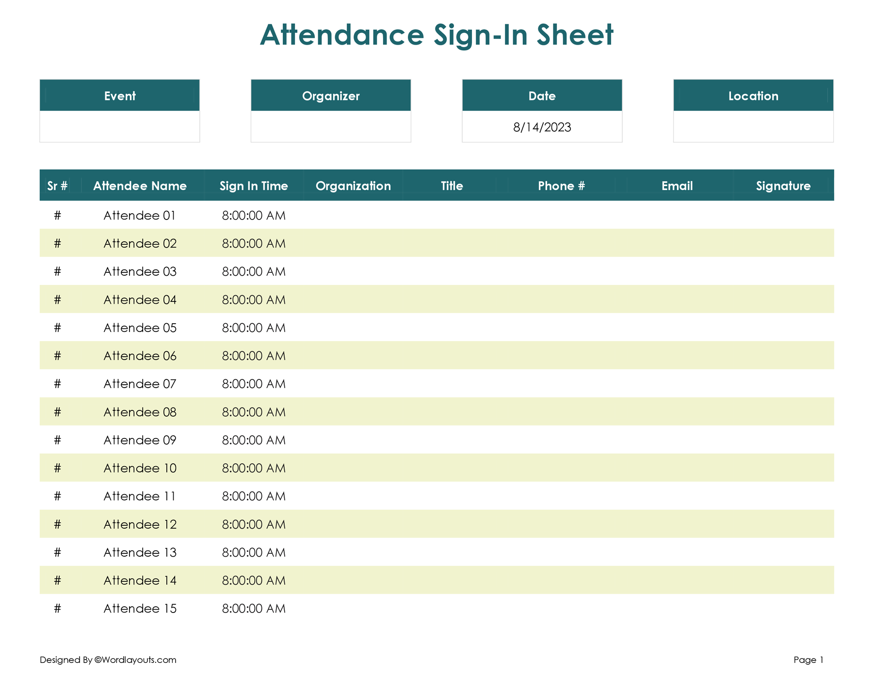 Free Meeting Attendance Template for Excel & Word