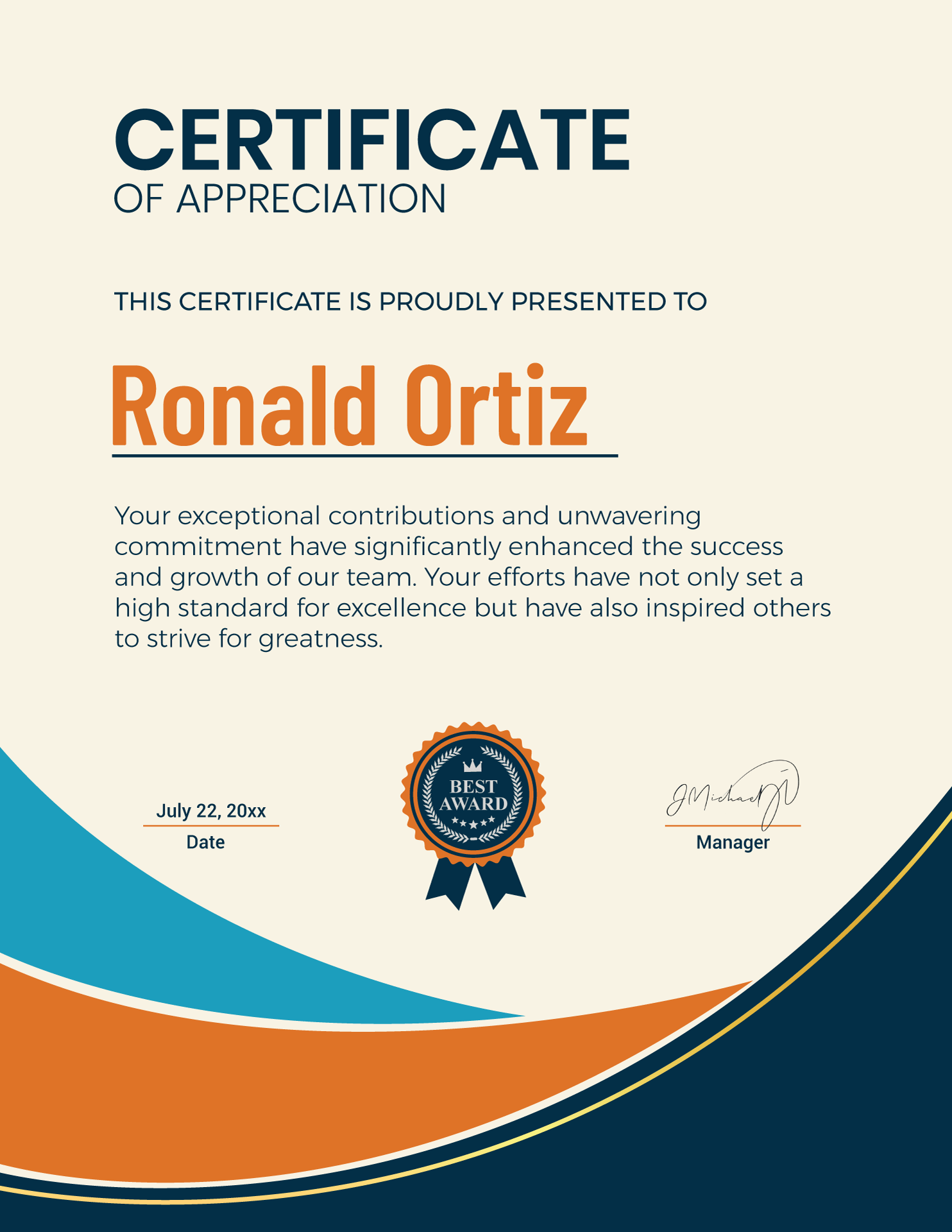 Prestigious Achievement Award Certificate Template (Portrait) WordLayouts