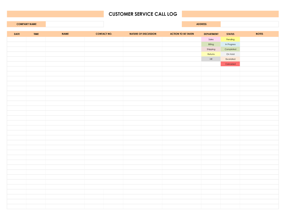 Free Client Call Log Template for Excel - WordLayouts