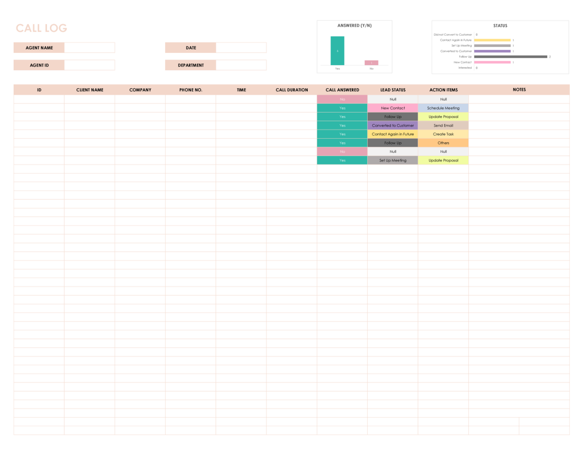 Sales and Lead Call Tracking Template for Excel