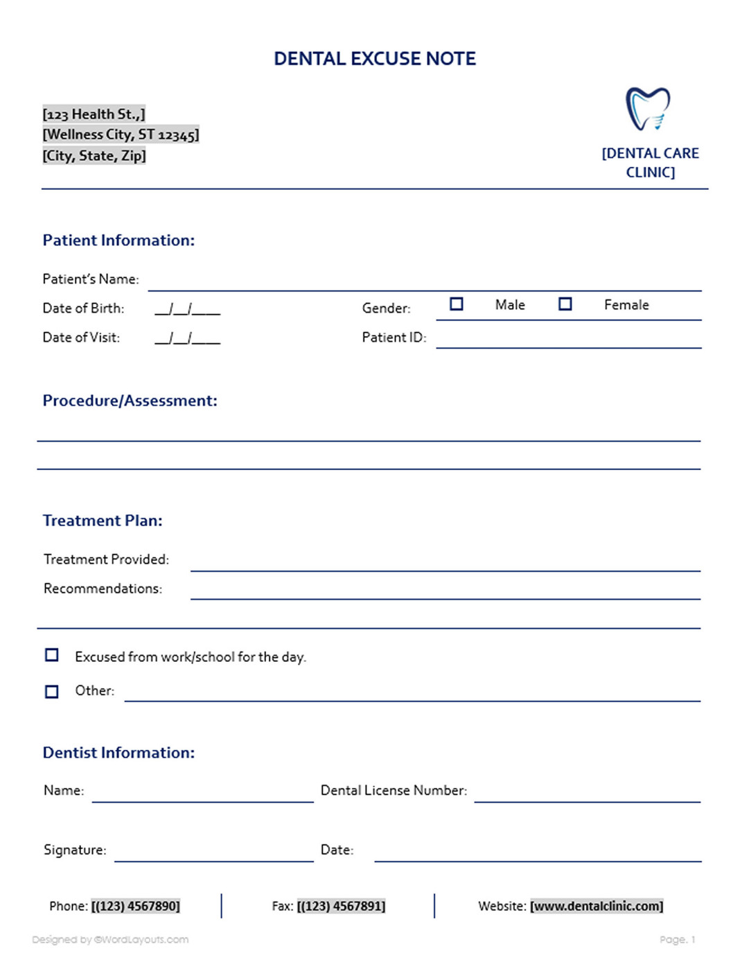 Free OB/GYN Doctor’s Note Template - WordLayouts