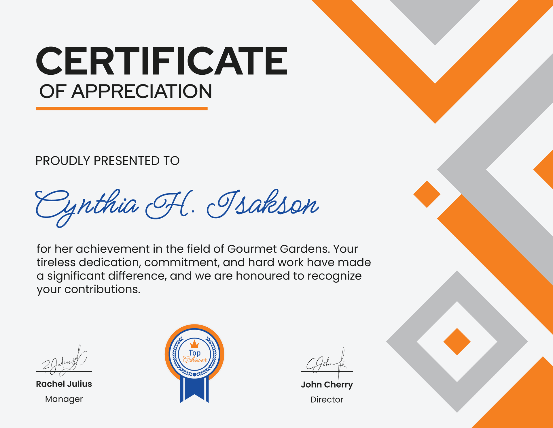 Prestigious Achievement Award Certificate Template (Portrait) WordLayouts