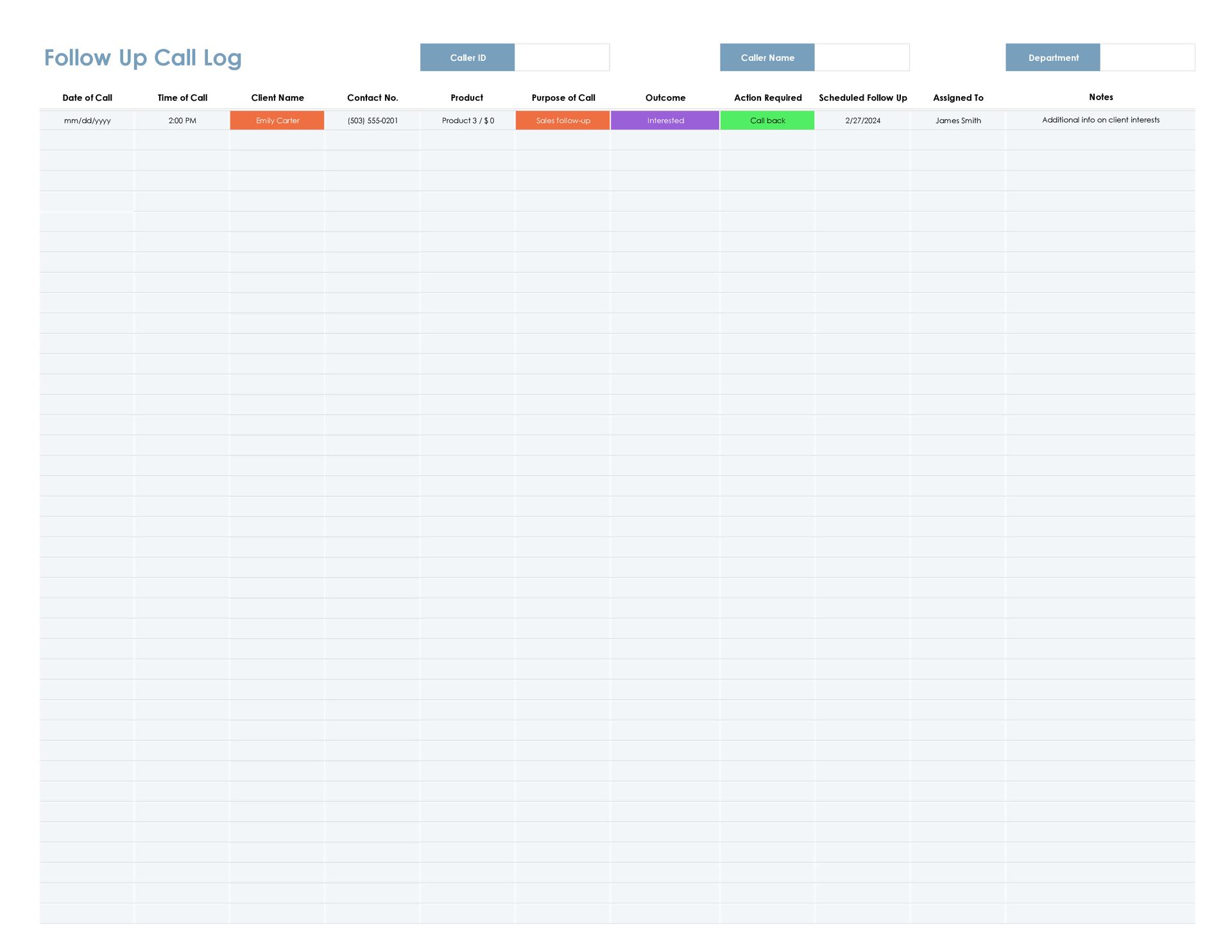 Sales and Lead Call Tracking Template for Excel