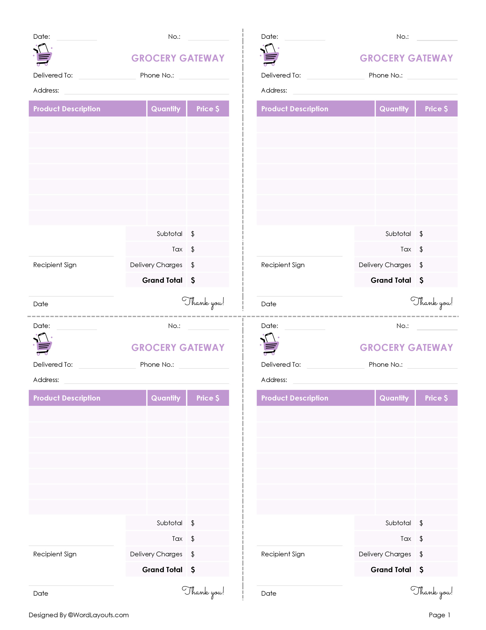 Printable Grocery Delivery Receipt Template WordLayouts Printable Grocery Delivery Receipt Template WordLayouts