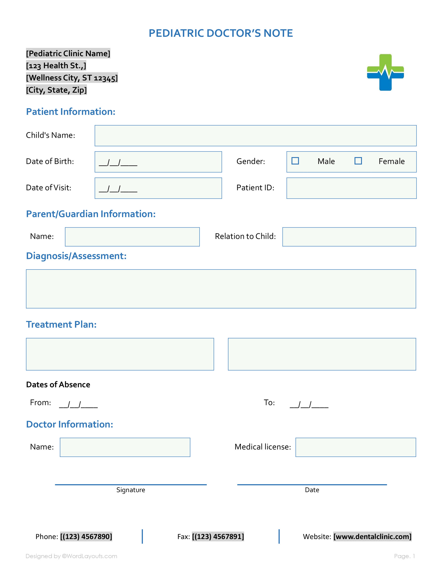 pediatric-doctor-s-note-template-to-download-wordlayouts for Free Printable Well Child Visit Template Pediatric Doctor's Note Template to Download - WordLayouts for Free Printable Well Child Visit Template