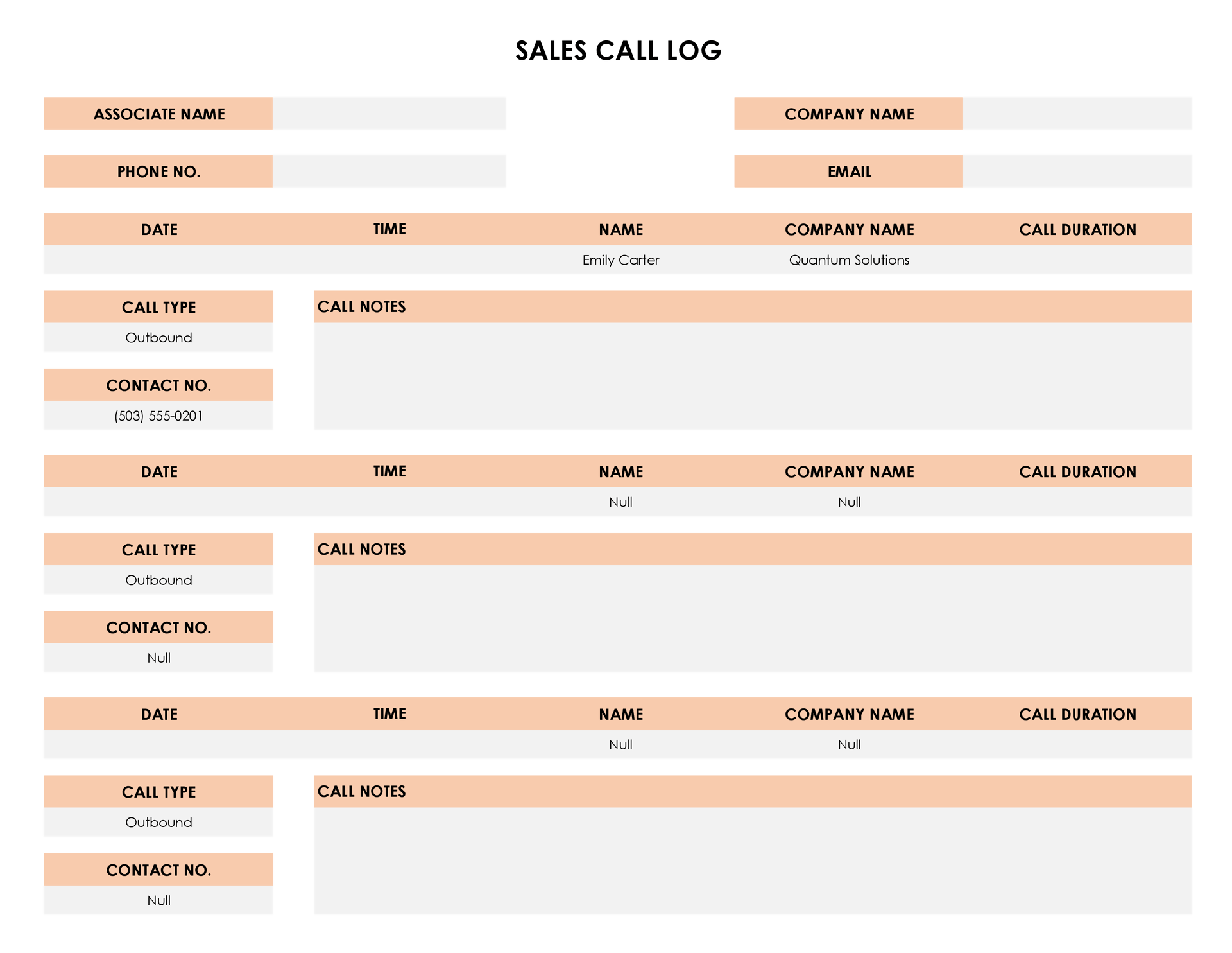Free Sales Call Log Template for Excel WordLayouts Free Sales Call Log Template for Excel WordLayouts