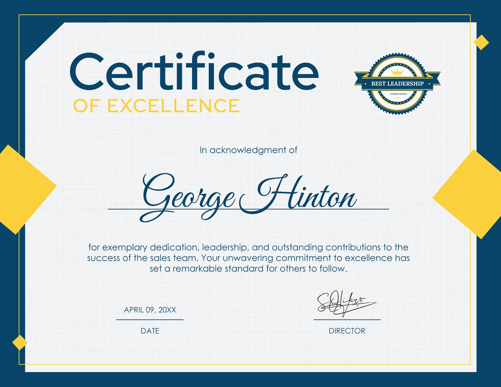 Modern Achievement Award Template (Landscape) WordLayouts