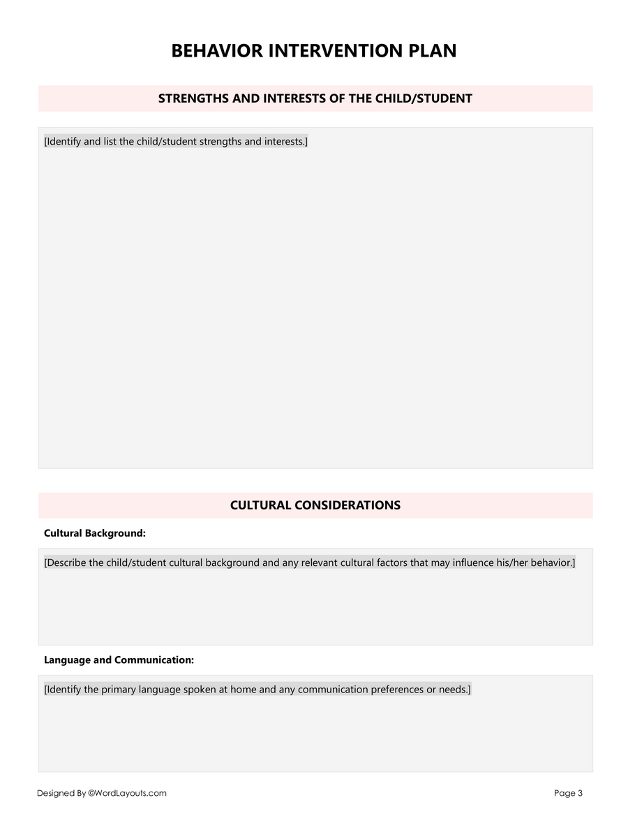 Behavior Intervention Plan (BIP) - Free Template