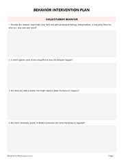 Behavior Intervention Plan (BIP) - Free Template