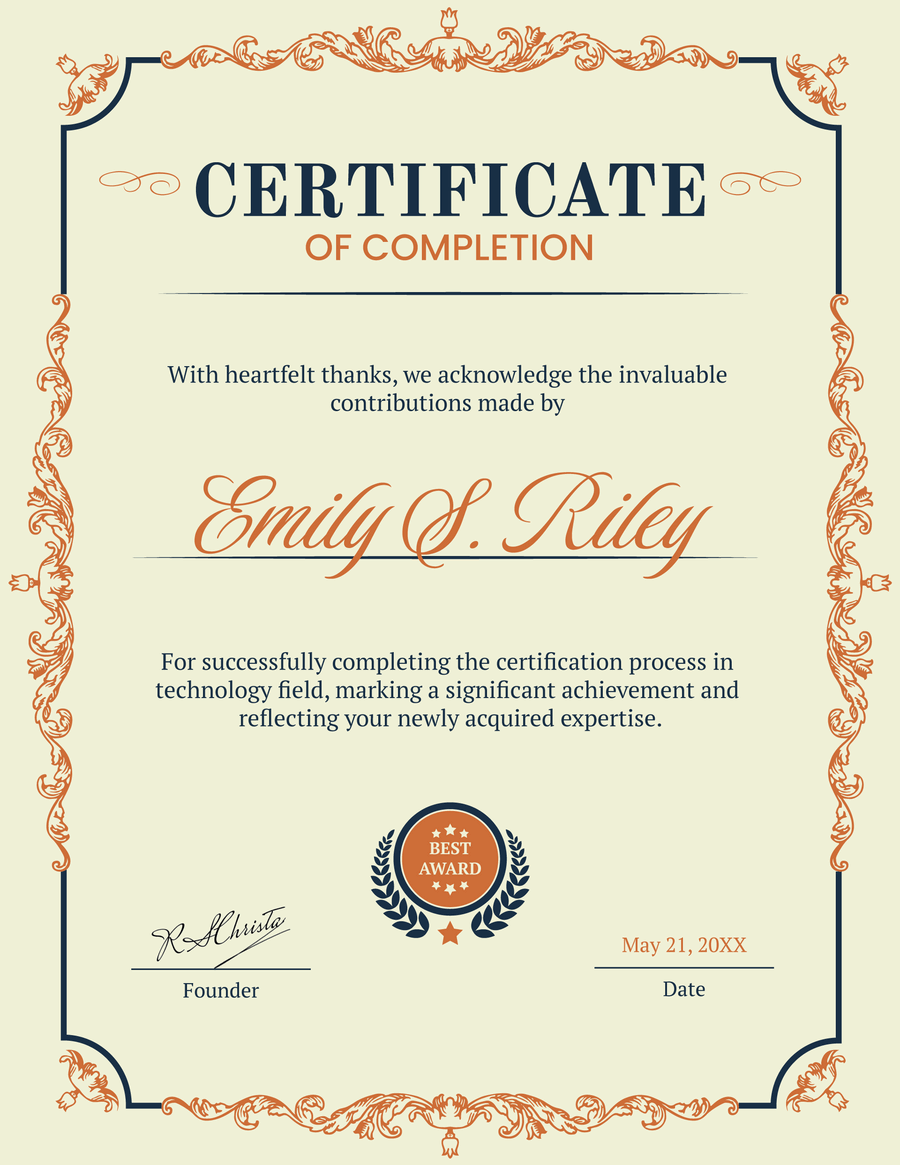 Free Certificate of Completion Templates to Edit & Print