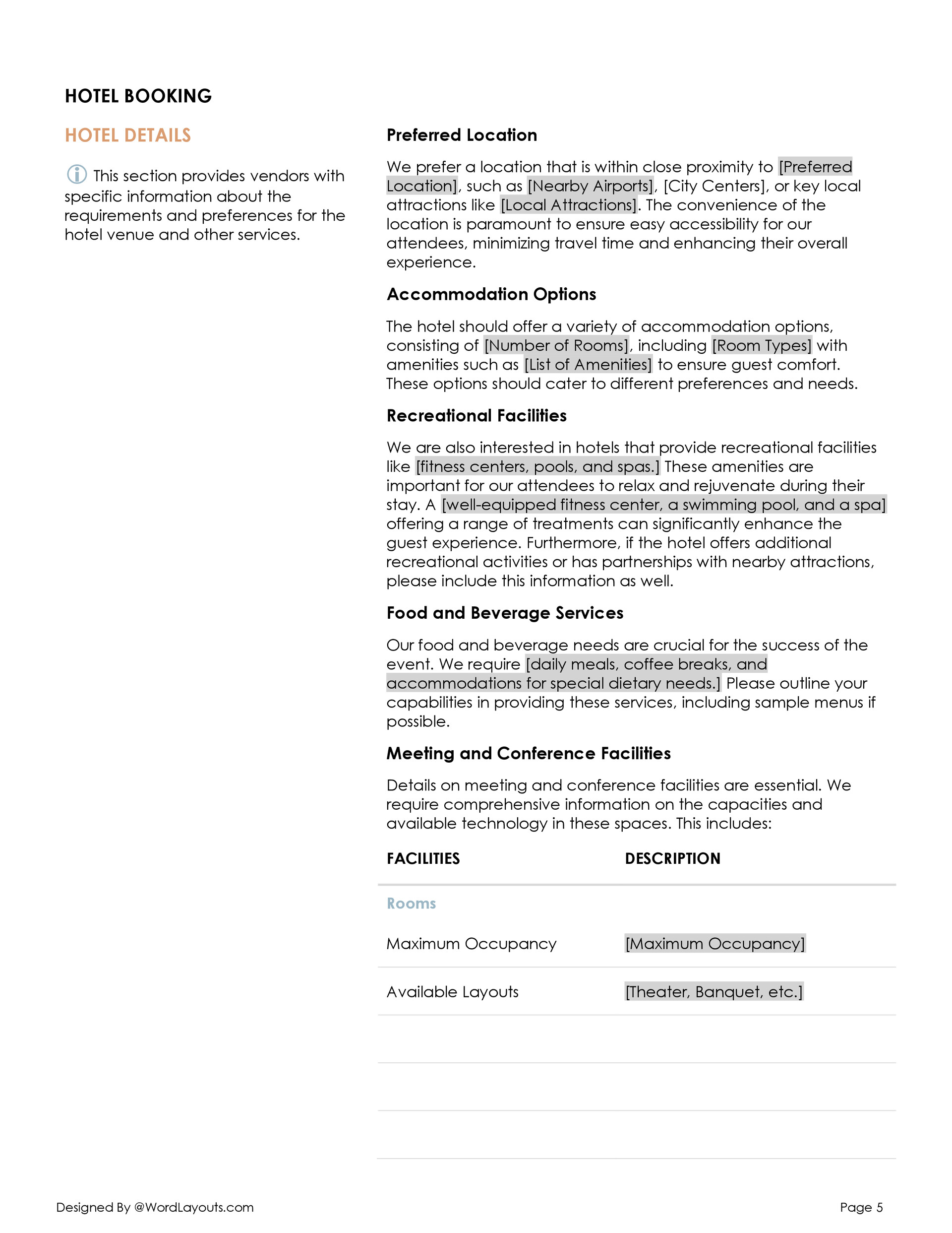 Hotel RFP (Request for Proposal) Template - WordLayouts hotel-rfp-request-for-proposal-template-wordlayouts