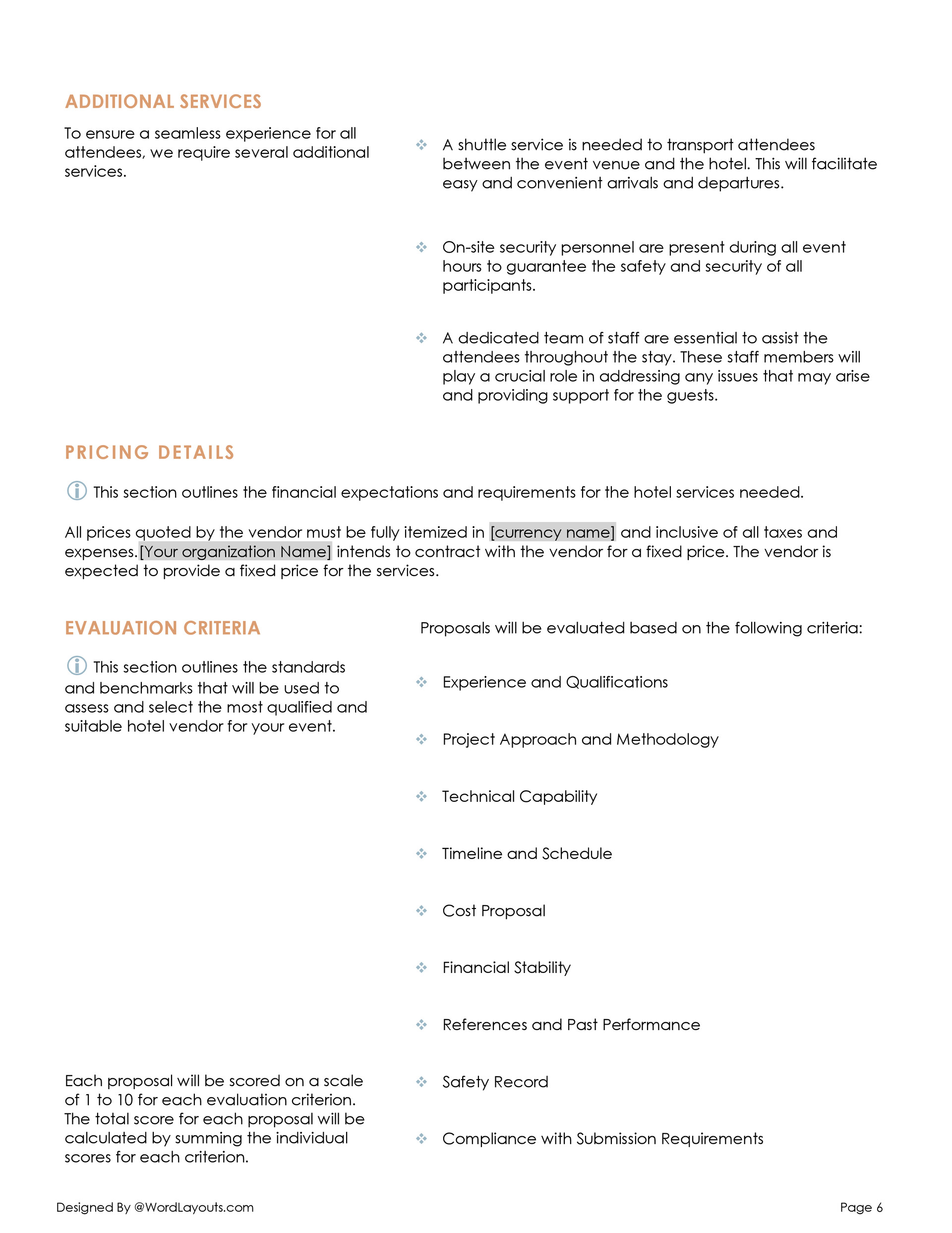 Hotel RFP (Request for Proposal) Template - WordLayouts hotel-rfp-request-for-proposal-template-wordlayouts