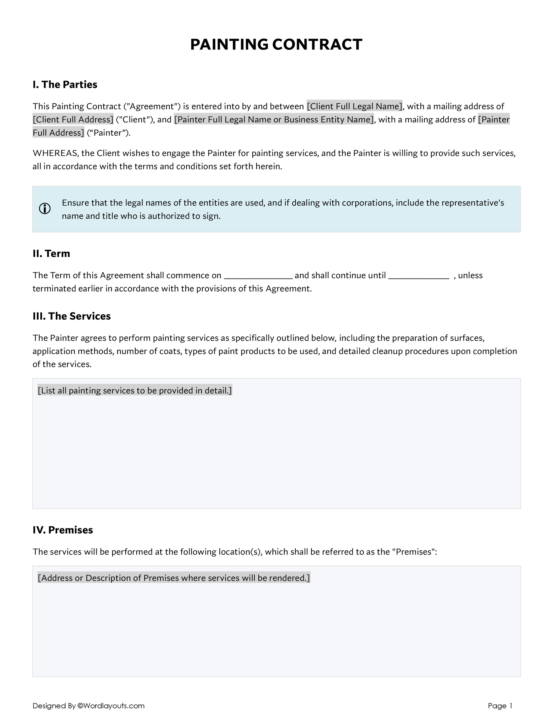 Free Painting Contract Template | Word, PDF, Google Docs
