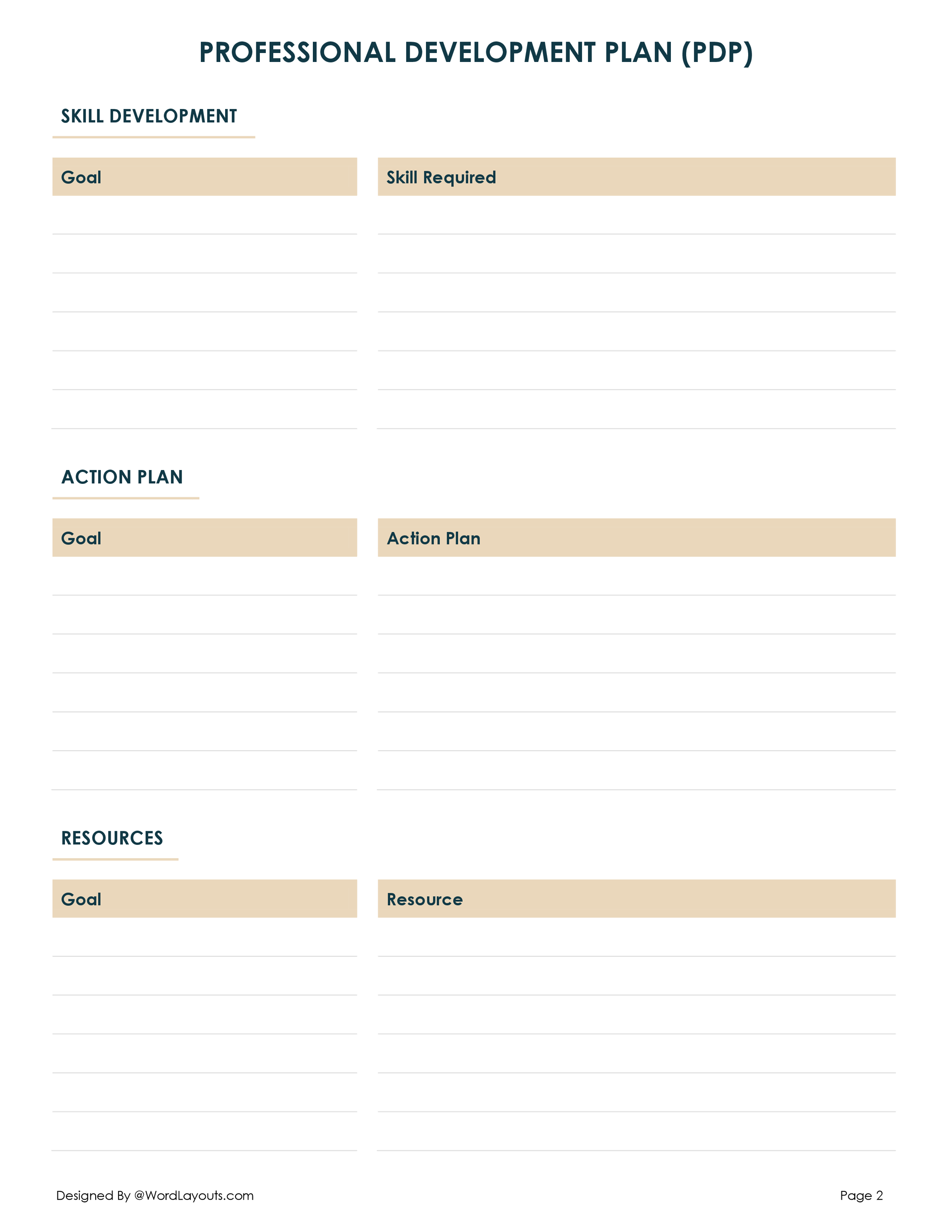 Professional Development Plan Template - WordLayouts