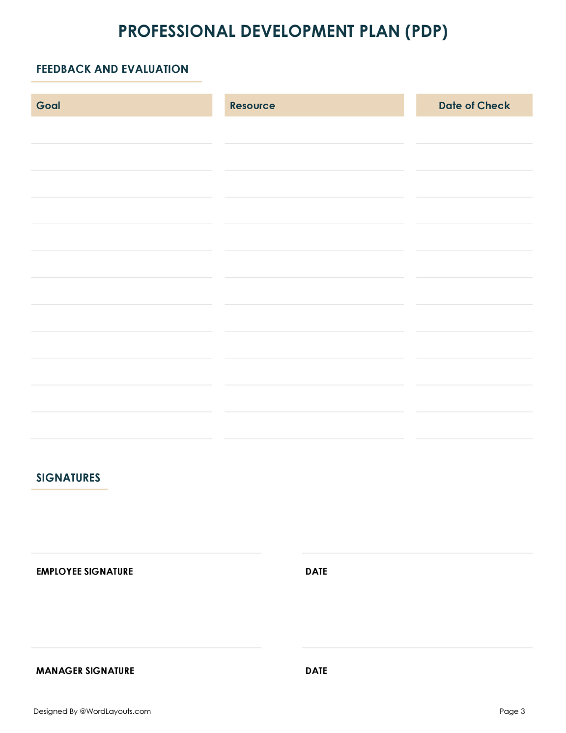 Professional Development Plan Template - WordLayouts
