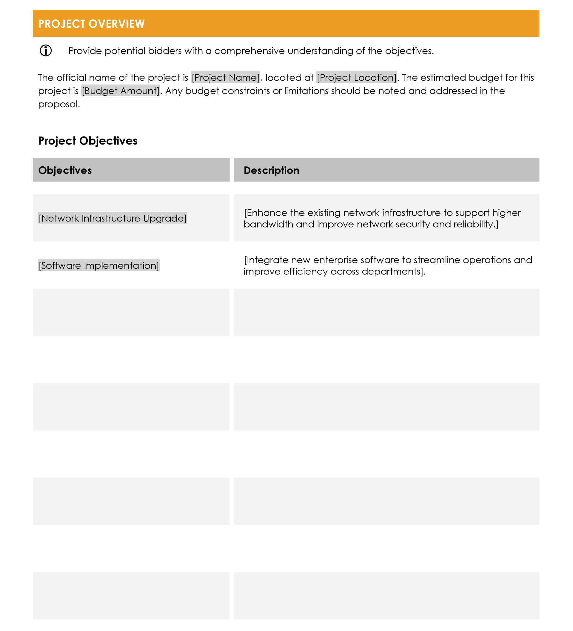 IT Services Request for Proposal Template - WordLayouts