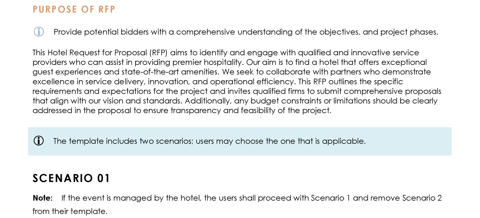 Hotel RFP (Request for Proposal) Template - WordLayouts