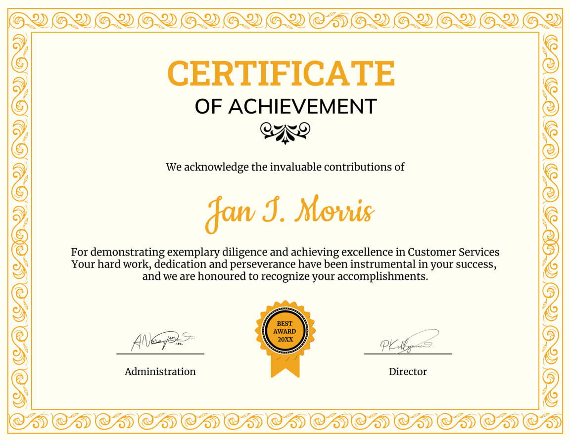 Top Performer Award Certificate Template (Landscape) - WordLayouts