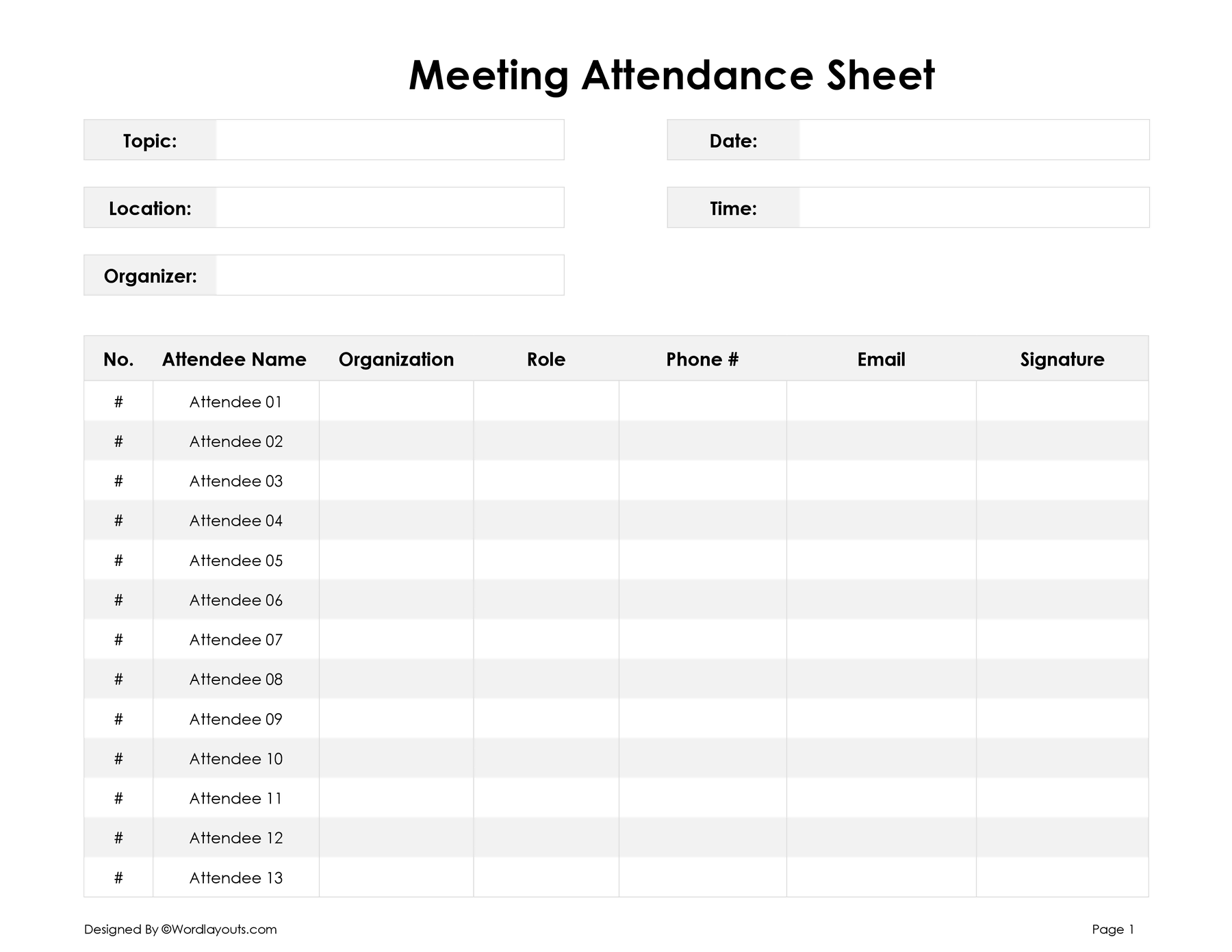 free-meeting-attendance-template-for-excel-word for Meet The Teacher Sign In Sheet Free Printable Free Meeting Attendance Template for Excel & Word for Meet The Teacher Sign In Sheet Free Printable