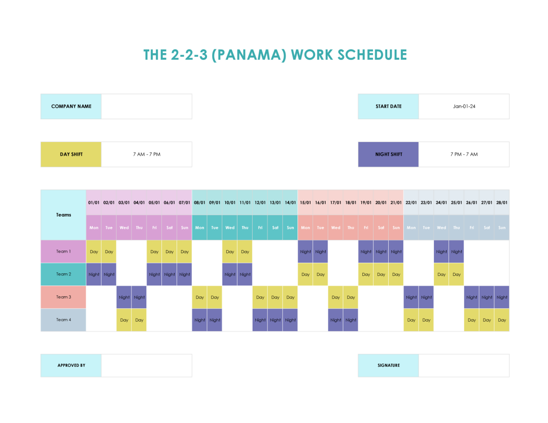 2 2 3 (PANAMA) Shift Schedule Template Excel GSheets 2 2 3 (PANAMA) Shift Schedule Template Excel GSheets