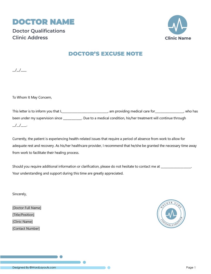 Doctor's Note for Travel Restriction Template - WordLayouts
