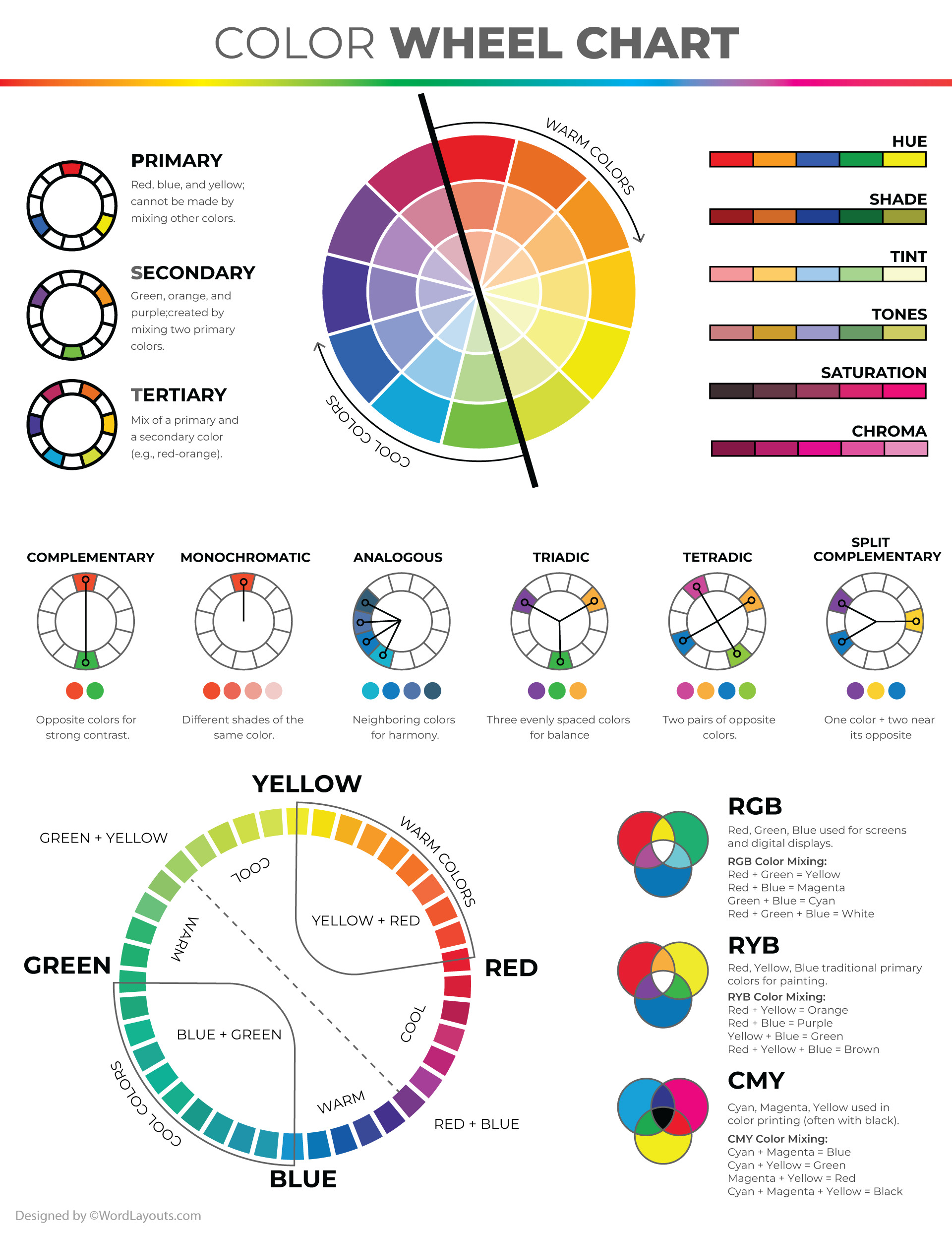 Monochrome Color Wheel Chart - PDF - WordLayouts