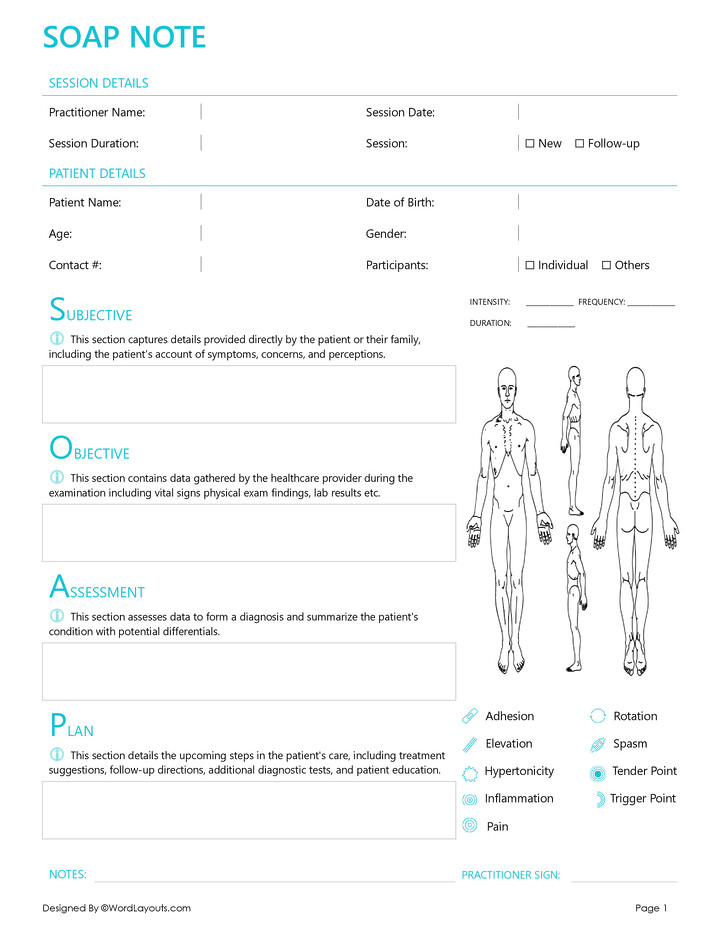 Clinical SOAP Note Template - Word, Google Docs