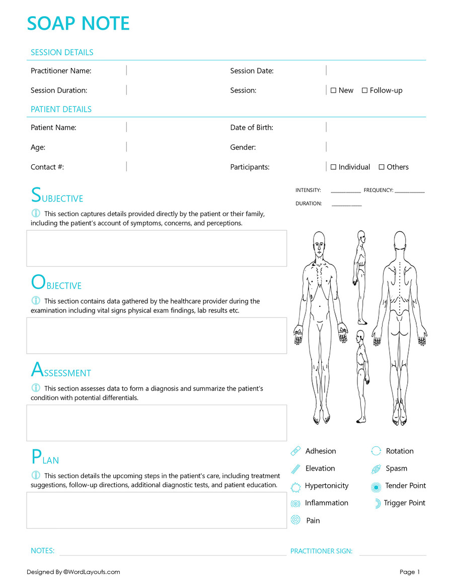 Clinical SOAP Note Template - Word, Google Docs