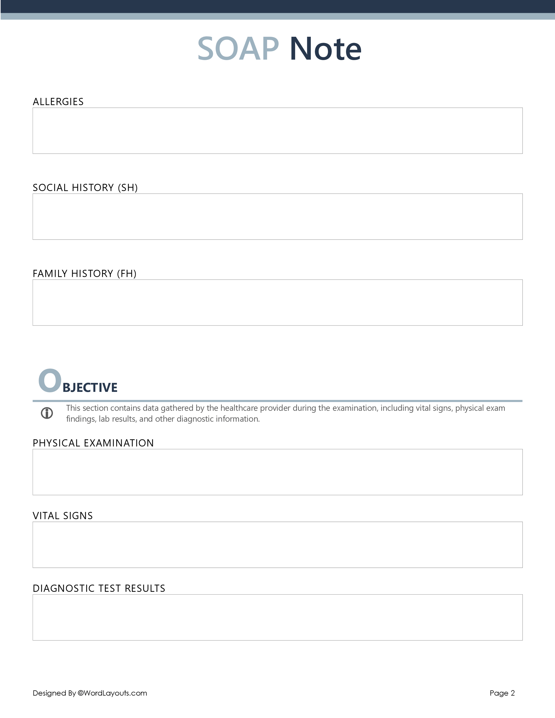 Clinical SOAP Note Template Word Google Docs