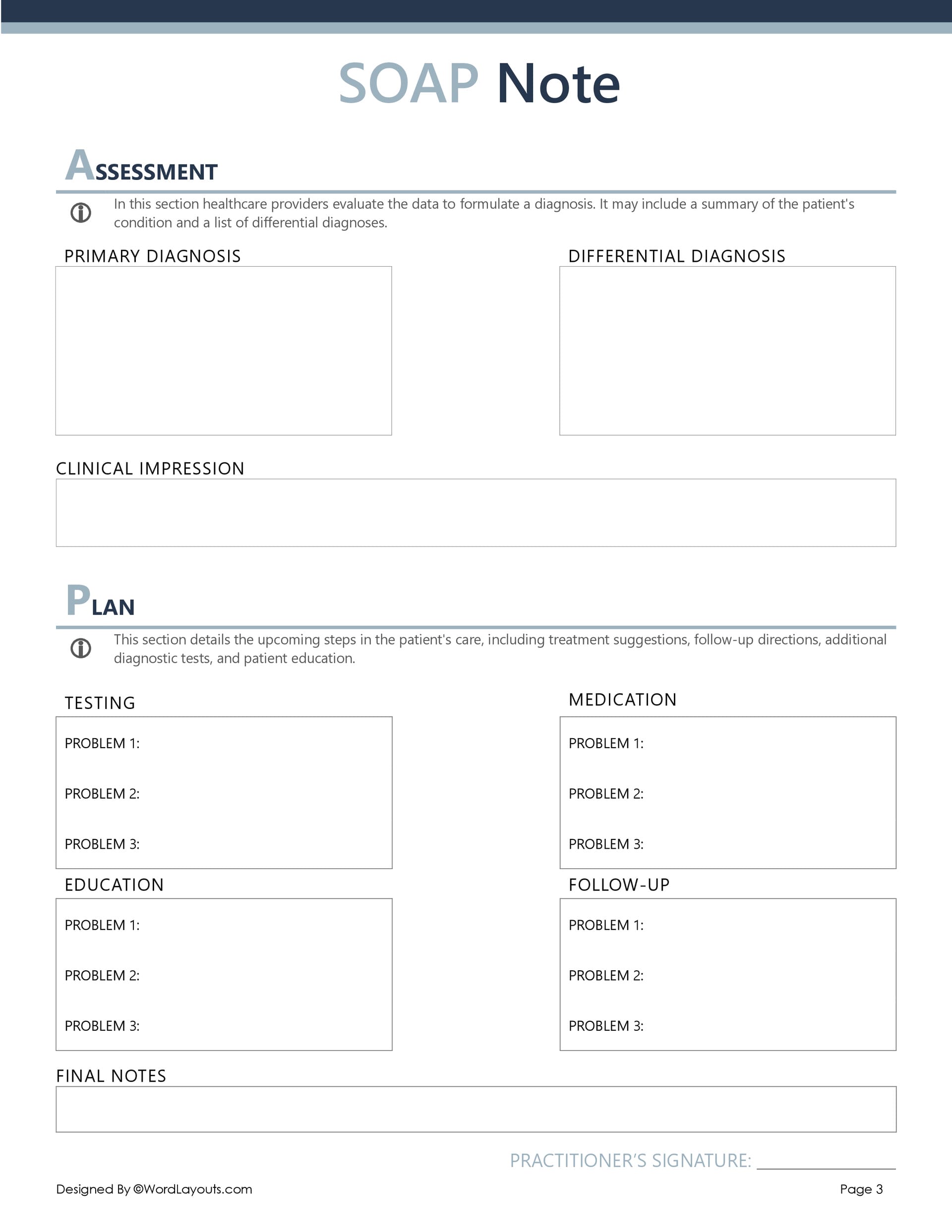 Clinical SOAP Note Template - Word, Google Docs for Free Printable Progress Notes Template