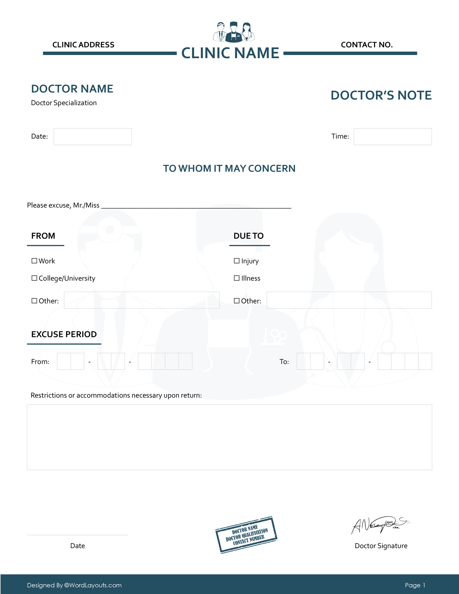Free Doctor's Note Templates to Edit & Print 36-free-doctor-note-templates-for-work-or-school