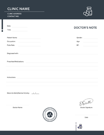 Doctor Excuse Note for Remote Work Template - WordLayouts