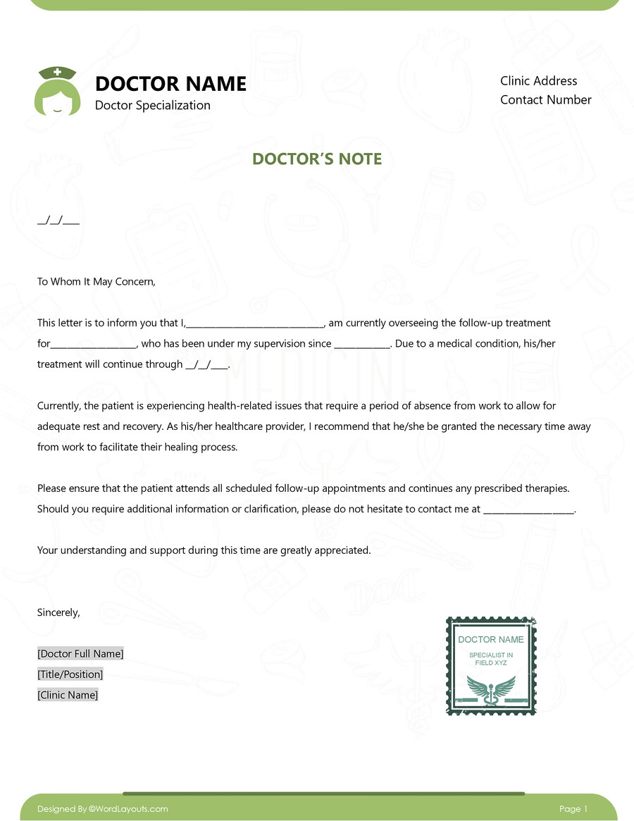 Free Doctor’s Note Templates to Edit & Print