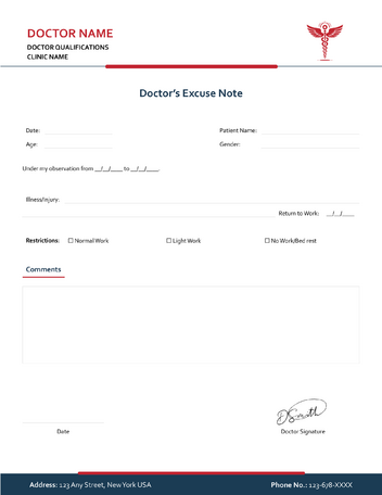 Doctor's Note Template for Sick Leaves - WordLayouts