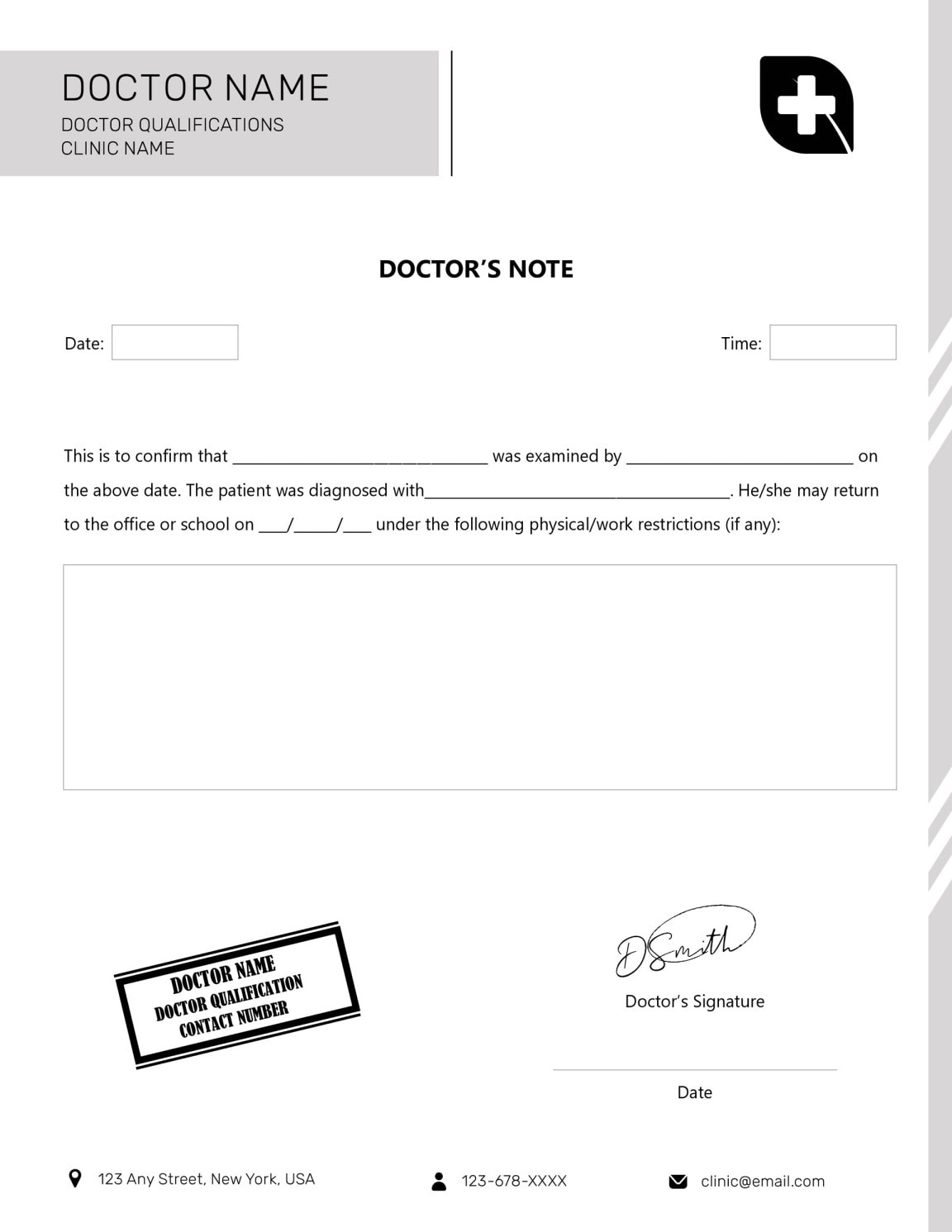 Doctor's Note Template for Sick Leaves - WordLayouts