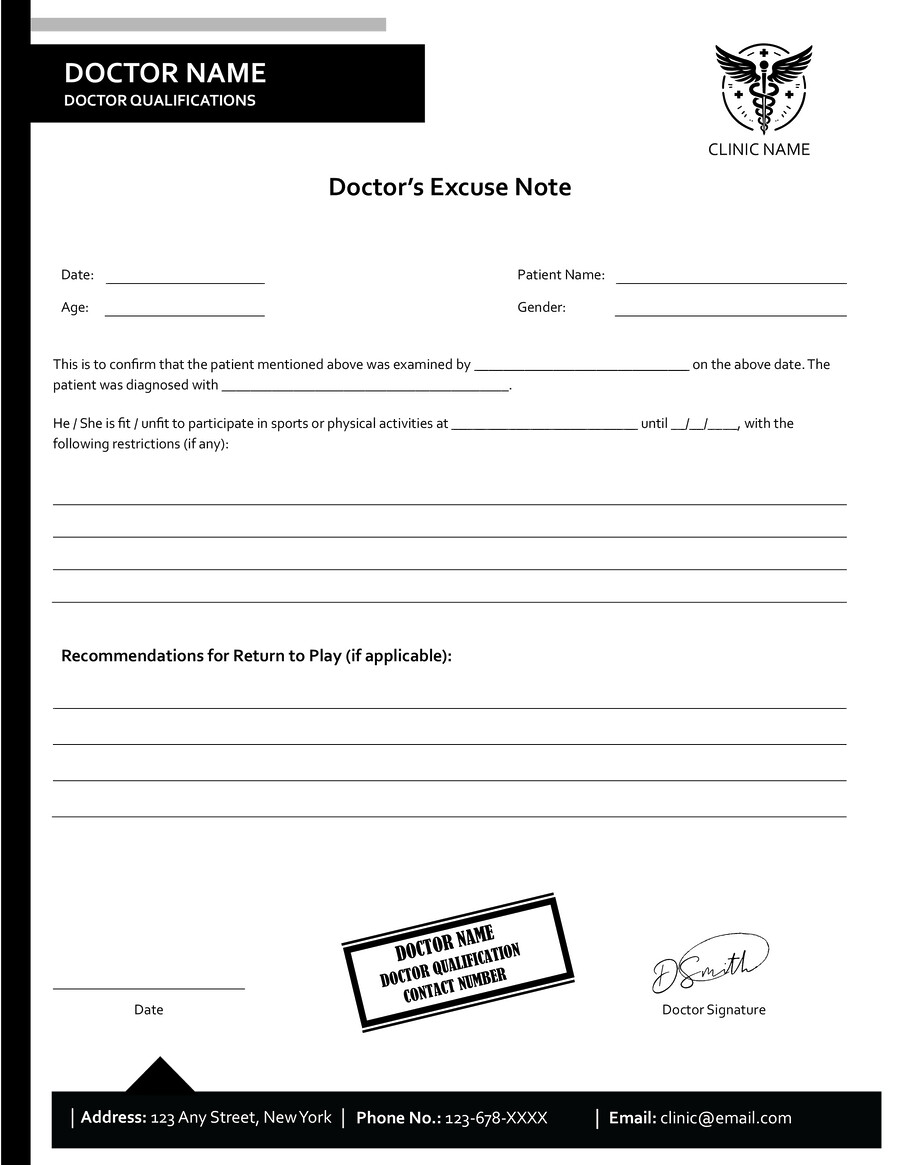 Doctor Excuse Note for Remote Work Template - WordLayouts